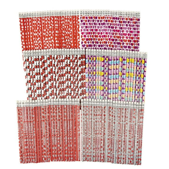 Fun Express Valentine Pencils, Assorted Colors, 144 Count