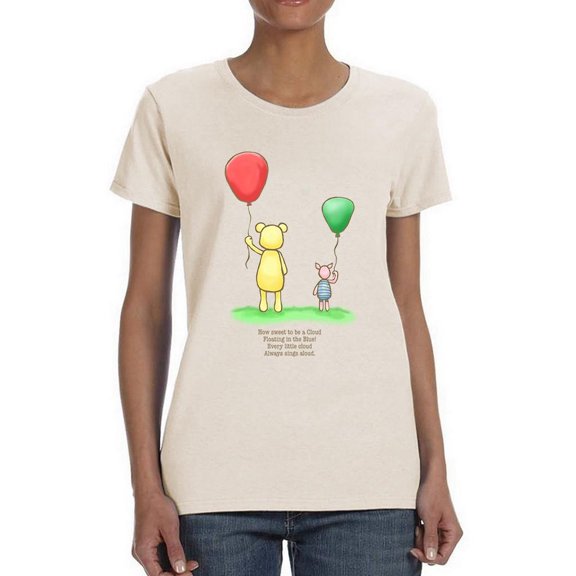 Pooh Bear W Balloons T-Shirt Women -Smartprints Designs, Female XX-Large