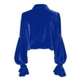 thumbnail image 5 of Velvet Tops for Women 2026 Spring Fashion Long Sleeve Button Down Lapel Collared Ruffle Casual Shirt Blouse Top, 5 of 5