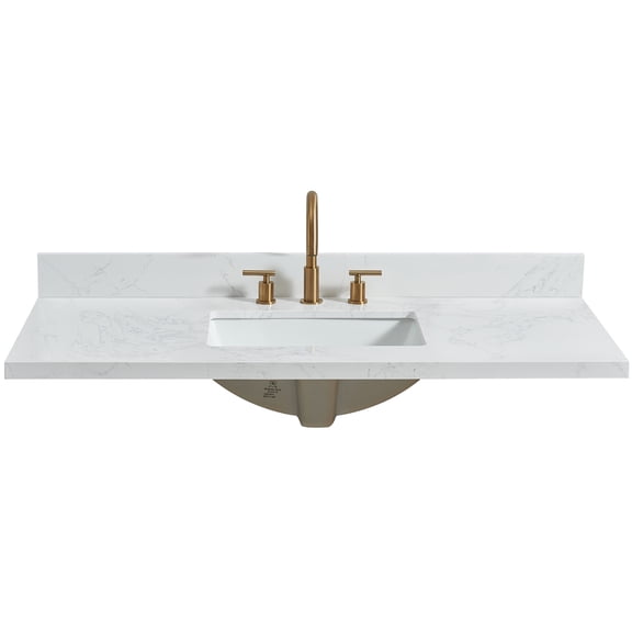 Jaen 49"W x 22"D Composite Stone Vanity Top in Grain White with Ceramic Sink
