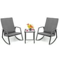 thumbnail image 2 of Costway 3PCS Patio Rattan Rocking Chair Table Furniture Set Yard Cushion Gray, 2 of 10