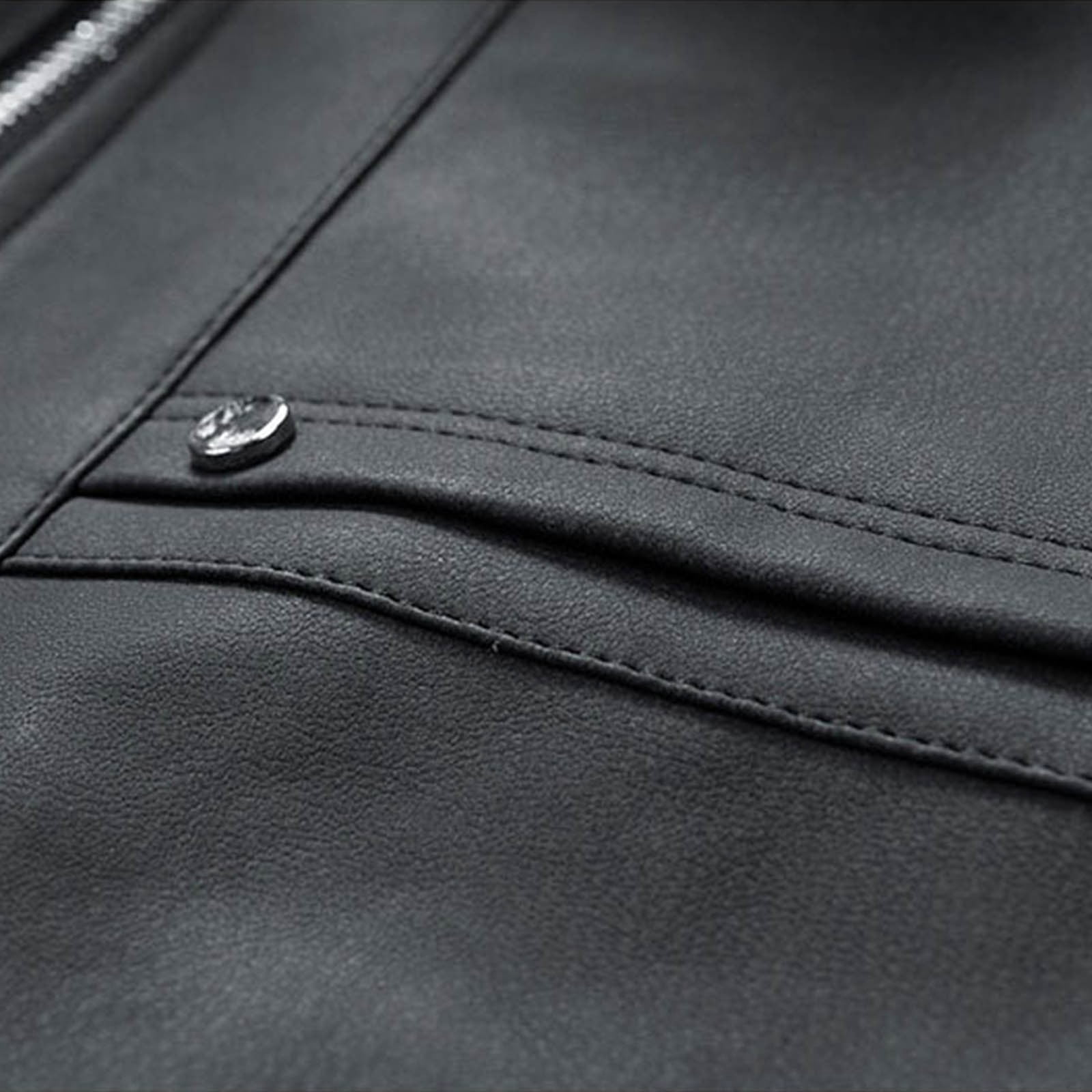 Suede Jacket for Men Loose Faux Leather Outwear Casual Full Zip Vintage Varsity Leather Bomber Jacket Jacket Windproof Black M
