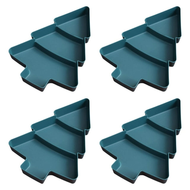 yuksok 4 Pcs Plateaux de Service Divisés pour Noix Décor de Noël 3 Compartiments Vert