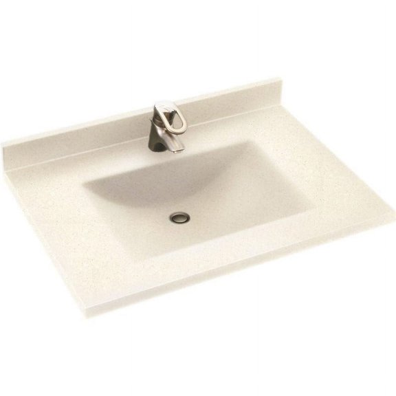 Contour 31 in. W x 22 in. D x 10-1/4 in. H Solid-Surface Single Bowl Vanity Top in Pebble with Pebble Basin