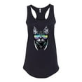 thumbnail image 2 of DJ Kitty Cat with Headphones | Womens Cat Lover Jersey Racerback Tank Top, Black, Small, 2 of 3