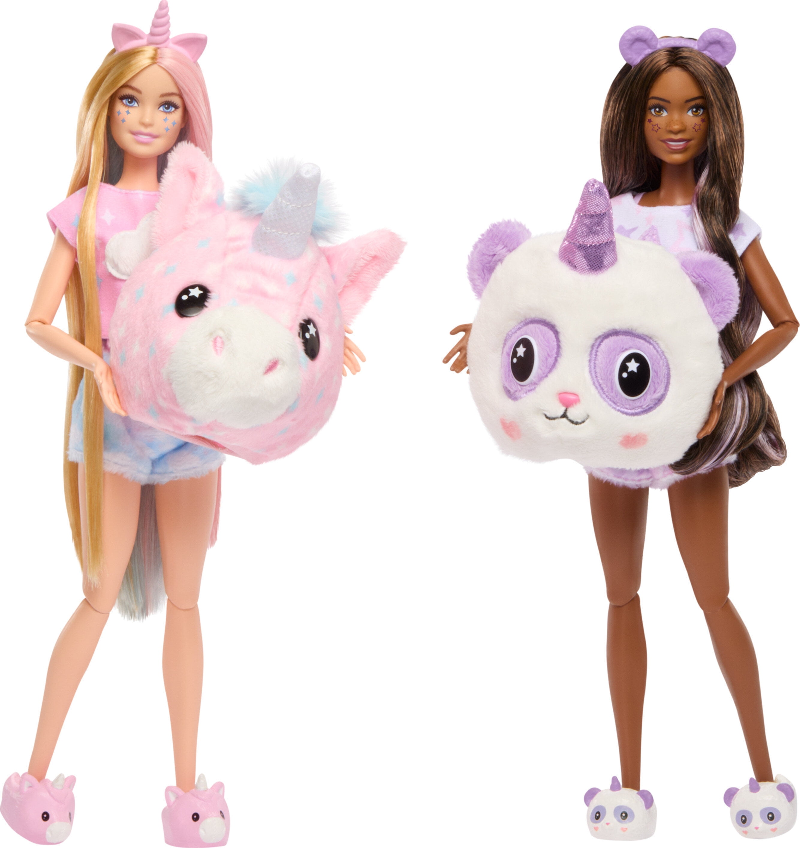 Barbie Cutie Reveal Gift Set with 2 Dolls & 2 Pets, Cozy Cute Tees Slumber  Party