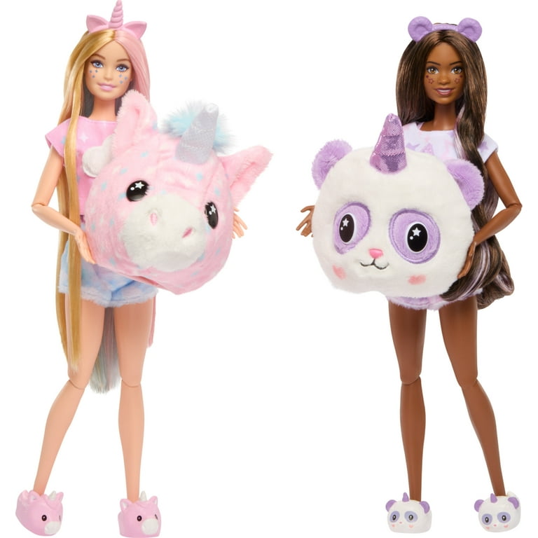 Barbie Cutie Reveal Slumber Party Gift Set with 2 Dolls & 2 Pets, 35+  Surprises, Cozy Cute Tees