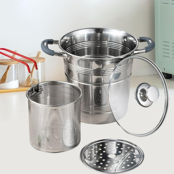 Olla freidora de acero inoxidable BLESIY 5 litros con tapa y cesta coladora