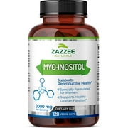 Zazzee Myo-Inositol Capsules, 2000 mg per Serving, 120 Vegan Capsules, Ideal Dosage for 40:1 Ratio, 100% Vegetarian, Hormone Balance & Healthy Ovarian Function Support, All-Natural and Non-GMO