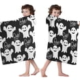 thumbnail image 4 of Smiling Ghosts Halloween Pattern Hooded Bath Towel，50"x30" for Ages 3 To 12 Kids, Quick Dry Lightweight Soft Microfiber Hood Beach Towel Cover Up for Kids, 4 of 7