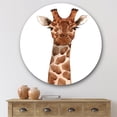 thumbnail image 2 of Designart 'Close Up Portrait of A Giraffe XI' Farmhouse Circle Metal Wall Art 36x36 - Disc of 36, 2 of 5