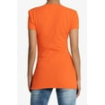 thumbnail image 2 of Women's & Juniors Basic Round Crew Neck Short Sleeve Stretch Cotton Spandex T-Shirts, 2 of 4