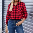 thumbnail image 3 of Hsovts Womens Multi‑Tone Plaid Flannel Shirts, Button Up Long Sleeve Vintage Tartan Pattern Relaxed Fit Soft Flannel Layering Tops for Outdoor Weekend Casual Dressing Wine 2xL, 3 of 7