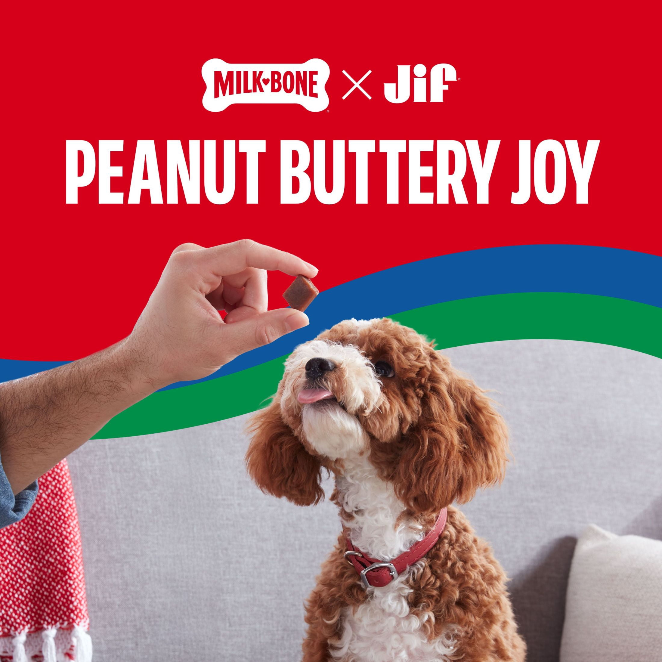 (4 pack) Milk Bone Peanut Buttery Bites, Soft Dog Treats With Jif Peanut Butter, 4.5 oz Bag