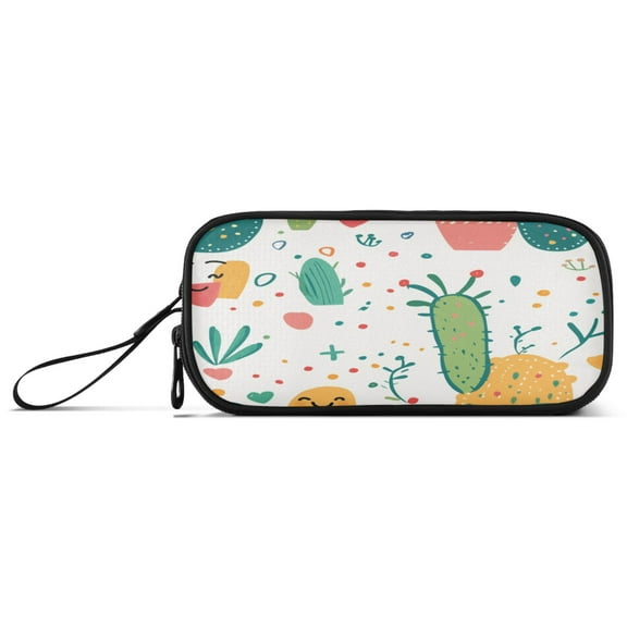 Pencil Case with 3-Layer Zippered Organizer Pencil Pouch Large Capacity Pencil Bag for Travel & Office Supplies Cacti