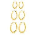 thumbnail image 1 of JeenMata 3 Pares de Aros con Forma de Huevo en Tres Tamaños en Amarillo: Diseño Minimalista: Joyería para Uso Diario, 1 of 5