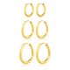 thumbnail image 1 of JeenMata 3 Pares de Aros con Forma de Huevo en Tres Tamaños en Amarillo: Diseño Minimalista: Joyería para Uso Diario, 1 of 5