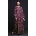 thumbnail image 4 of Bimba Moss Georgette Roses & Ranunculus Floral Printed Womenâ€™s Long Sleeve Elastic Waist MaxiÂ&nbsp;DressÂ&nbsp;Gown-Large, 4 of 5