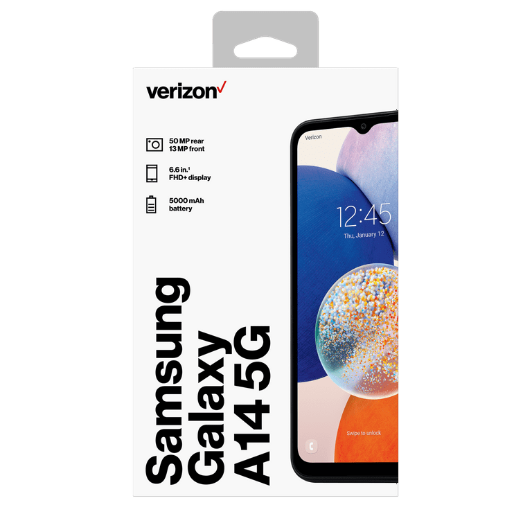 Verizon Samsung Galaxy A14 5G, 64GB, Black - Prepaid Smartphone [Locked to  Verizon Prepaid] 