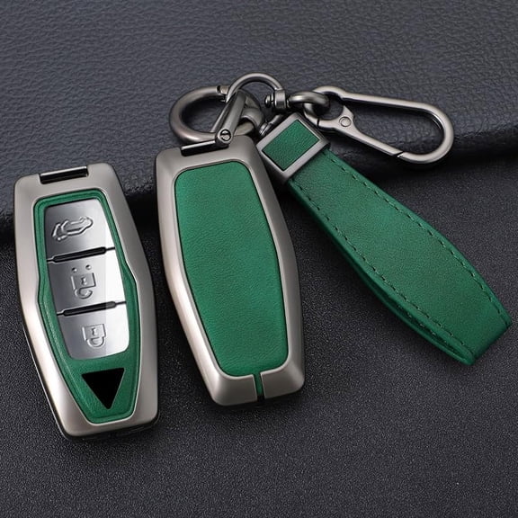 PU Leather 2/3/4 Button Key Fob Cover Fit for Mitsubishi Outlander 2023 2022 2021 Keyless with Leather Keychain