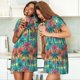 thumbnail image 4 of Fotbe Hawaii Palms Bata de Dormir para Mujer con Estampado, Camisón de Algodón de Manga Corta, Ropa de Dormir Casual, 4 of 6