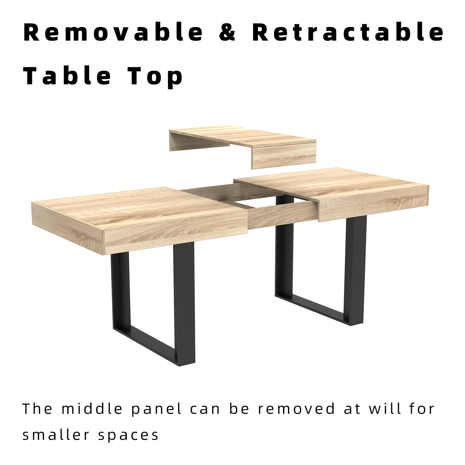 Coewske 63'' - 79'' Wooden Extendable Dining Table Modern Rustic Kitchen Expanding Table Natural Oak