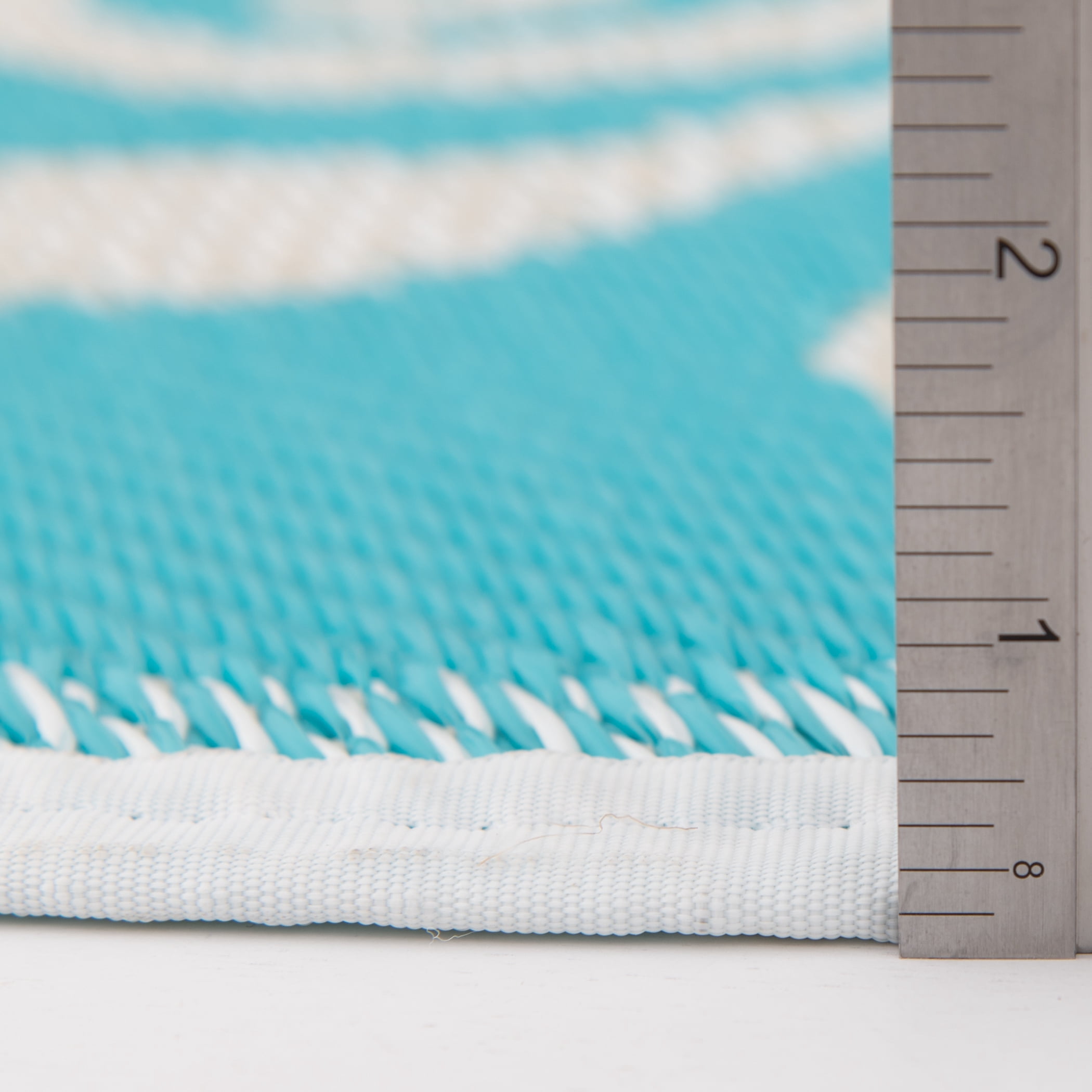 Mainstays 6 ft Round Blue Aqua Medallion Reversible Outdoor Area Rug