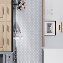 Nubes 11 x 12 in. Polished Pristine White, Gray Thassos, Carrara, Blue Celeste marble Mosaic Hexagon Tile (4.59 sq ft/case) - 5 Pack