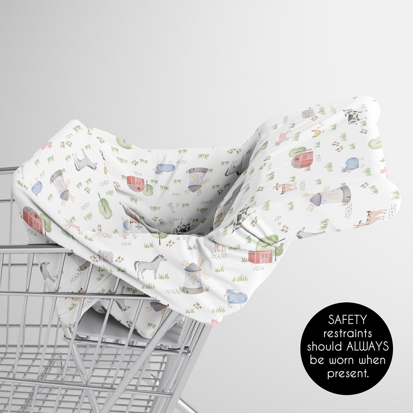 Sweet Jojo Designs Farm Animals Gray Green Grey Red Multi Use Baby Car Seat and Nursing Cover