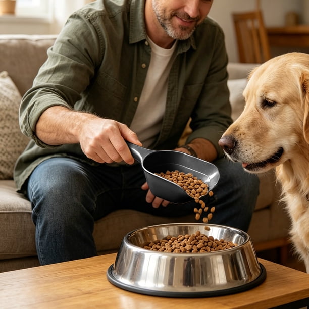 Cuchara para comida de mascotas (perros y gatos) – Pala multiusos para arroz, espátula y cucharón para croquetas secas, harina o hielo – Herramienta antideslizante para la cocina y la alimentación d