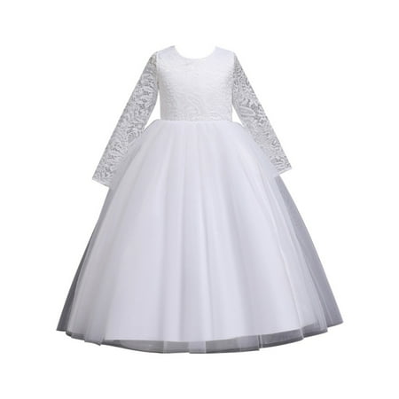 

URMAGIC 3-13T Girl Long Sleeve Embroidery Princess Pageant Dresses Kids Prom Ball Gown Dresses