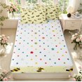 thumbnail image 4 of Erosebridal Bohemian Bee Zipper Full Size Comforter Sets with Fitted Sheet and 2 Pillowcases,Cream Yellow,Polkadot Reversible,4pcs, 4 of 8