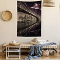 thumbnail image 2 of Landscape Tapestry, Brooklyn Bridge Sunset NYC View Skyline Tourist Attraction Modern City, Wall Hanging for Bedroom Living Room Dorm Decor, 60W X 80L Inches, Pale Brown Dried Rose, by Ambesonne, 2 of 5