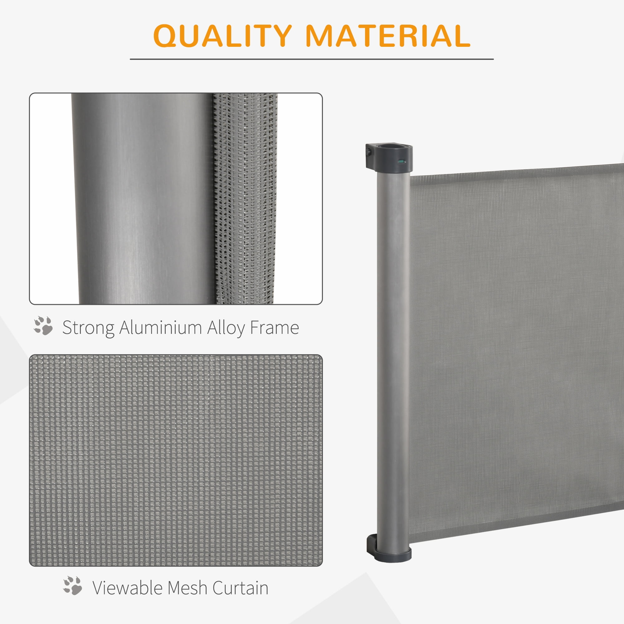 Buy PawHut Retractable Pet Barrier, Extends to 55, Grey Online at Lowest Price in Ubuy Kuwait