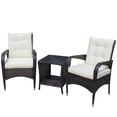 thumbnail image 4 of Hommoo 3-Piece Patio Conversation Furniture set, Wicker Rattan Outdoor Chairs Set with Cushion, Brown and Beige, 4 of 7