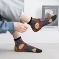 thumbnail image 2 of Rateoe Autumn Leaves Pattern Quarter Crew Socks,Toe Seamed Ankle Socks,Cotton Cushioned Breathable Athletic Crew Sports Socks, 2 of 7