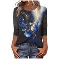 thumbnail image 2 of Womens 3/4 Length Sleeve Tops Vintage Elegant Floral Printed Summer Shirts Lightweight Cozy Loose Fit Blouse Tees 2026 Spring Summer Limited-time offer, 2 of 5