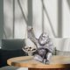 thumbnail image 5 of Estatuilla de , estatua, escultura de Animal, decoración, arte moderno, artesanía de resina para librería, estante, adorno de escritorio Plata BLESIY estatuilla de animales gorila, 5 of 8