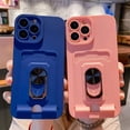 thumbnail image 2 of Cute Slim Wallet Case Compatible with iPhone 13 Pro Max, Soft Silicone Cases with Card Holder, 360° Rotation KickstandMatte Candy Color Protective Cover Back(Pink), 2 of 13