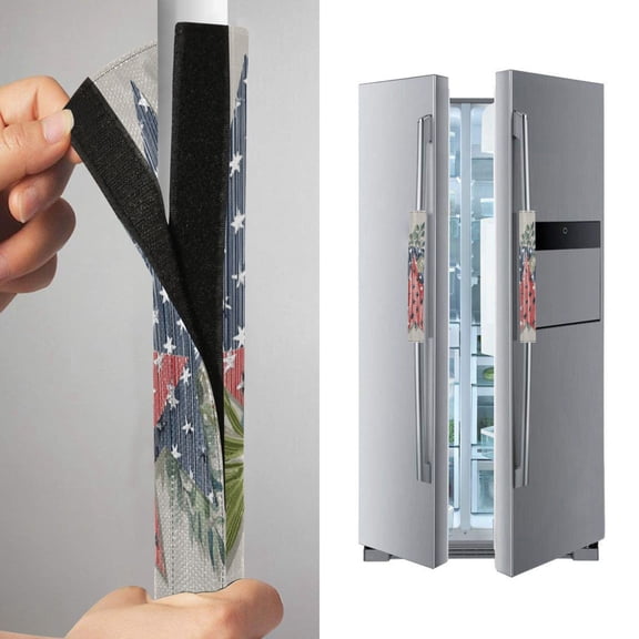 2 Pack Universal Adjustable Appliance Handle Covers for Fridge Oven Dishwasher Kitchen Decor Red and Blue Stars