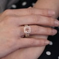 thumbnail image 2 of 2.25 Carat Perfect Princess cut Morganite and Diamond Trio Halo Wedding Ring Set on 10k White Gold, 2 of 3