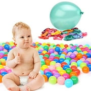 TrendBox 200 Colorful Ocean Ball (Ship From USA)   Free Gift 50 Size 10" Balloons For Babies Kids Children Soft Plastic Birthday Parties Events Playground Games Pool