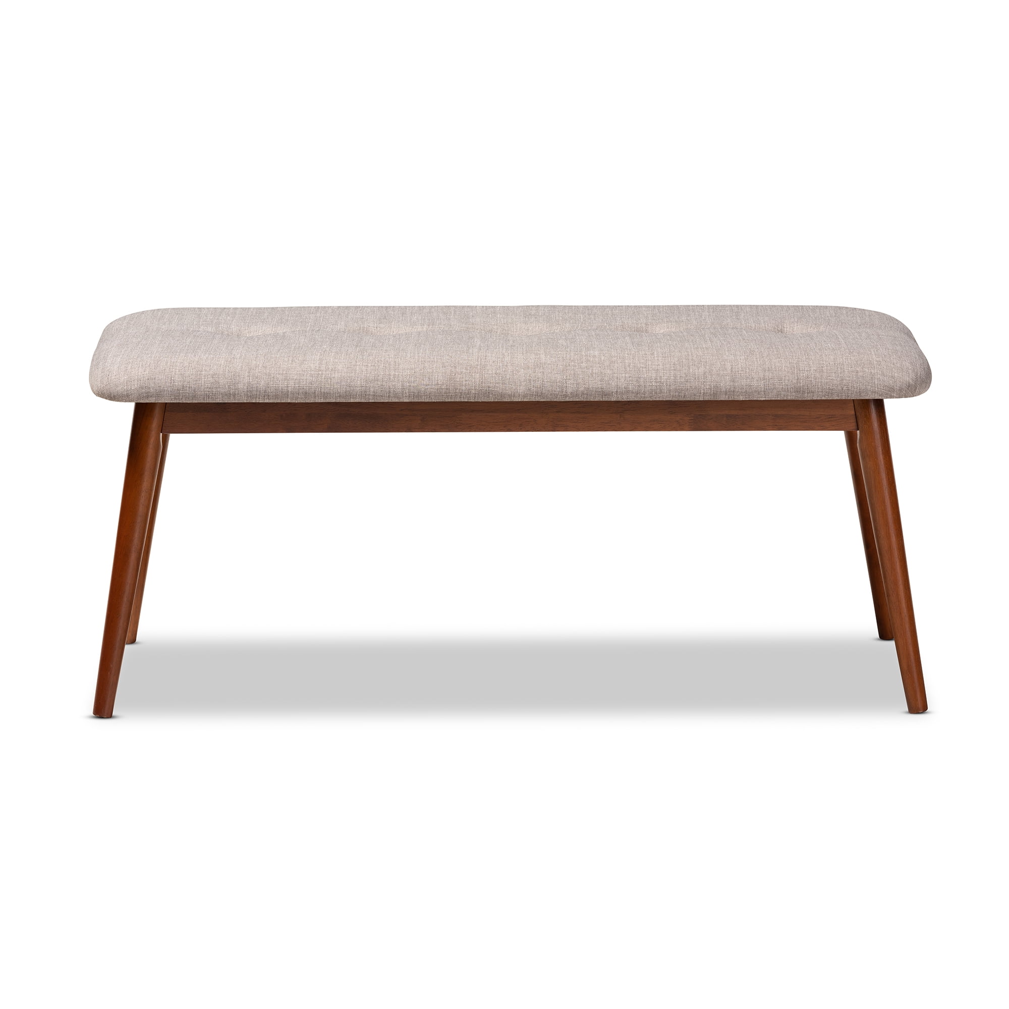 Baxton Studio Flora II Mid-Century Modern Light Grey Fabric Upholstered Medium Oak Finished Wood Dining Bench