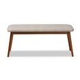 thumbnail image 3 of Baxton Studio Flora II Mid-Century Modern Light Grey Fabric Upholstered Medium Oak Finished Wood Dining Bench, 3 of 8