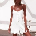 thumbnail image 6 of Usmixi Jumpsuits for Women Beach Casual Solid Button Down Ruffle Hem Spaghetti Strap Jumpsuits Overalls Summer Formal Plain Square Neck Sleeveless Short Rompers White l, 6 of 6