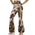 thumbnail image 3 of Xoenoiee Flared Pants for Women High Waist Flare Leggings for Girls Tummy Control Butt Lifting Flared Slit Hem Leggings Tall Yoga Pants for Work, Office, Yoga, Gym, 2XL, Brown Cow Print, 3 of 6