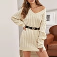 thumbnail image 4 of DPTALR Femmes Casual Solide Col Rond Manches Longues Pull Pull en Tricot Robe, 4 of 8