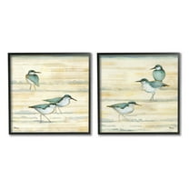 Stupell Industries Sandpipers Abstract Water Shoreline Painting Black Framed Art Print Wall Art, Set of 2, Design by Paul Brent