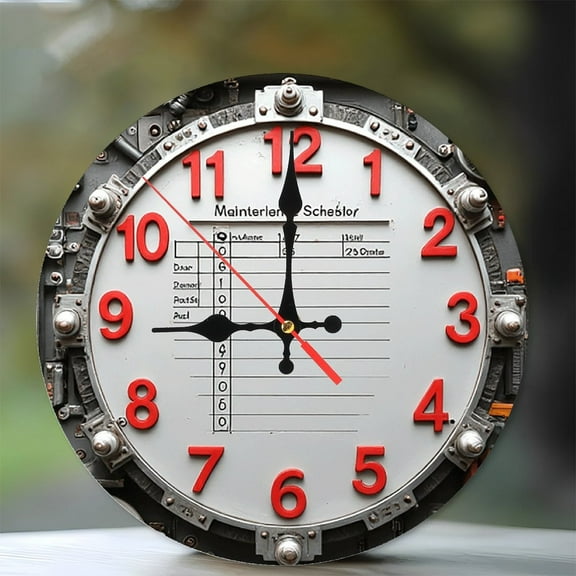 Vintage Industrial Style Wall Clock  Large Red Numbers 10-Inch Silent Wooden Wall Clock, Battery Operated (AA Batteries Not Included), Artistic Home Decor
