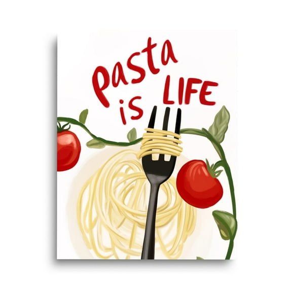 Pasta Is Life Print, Italian Kitchen Wall Art, Spaghetti Poster, Foodie , Italy Travel Decor, Chef Illustration, Cooking Art Home Decor #3315, Unframed Poster Size 8x12
